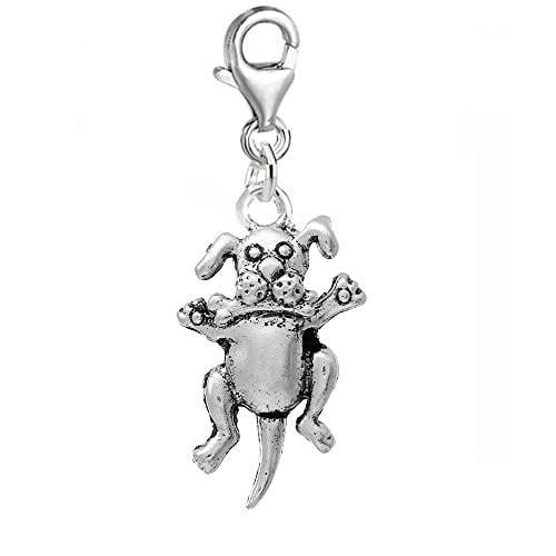 Clip on Frog Charm Dangle Pendant for European Clip on Charm Jewelry with Lobste